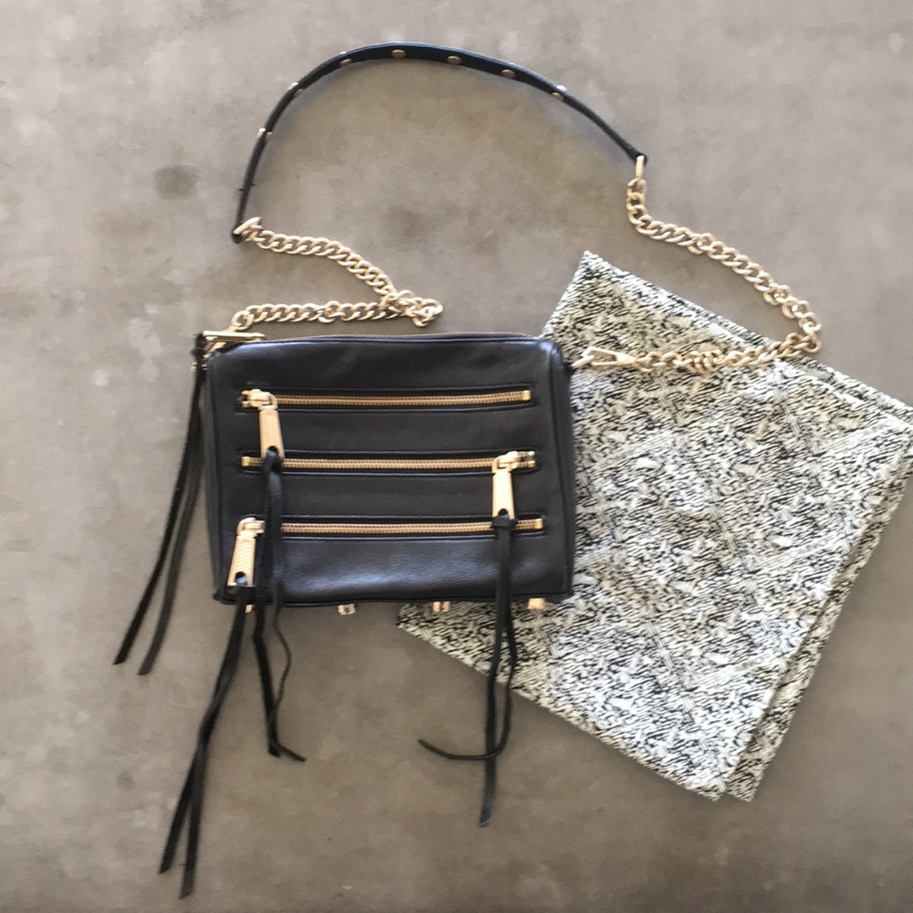 Rebecca Minkoff 5-zip black moto crossbody